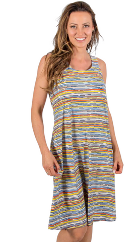 Multicolour Stripe A-Line Pocket Dress. Style PE509-5003