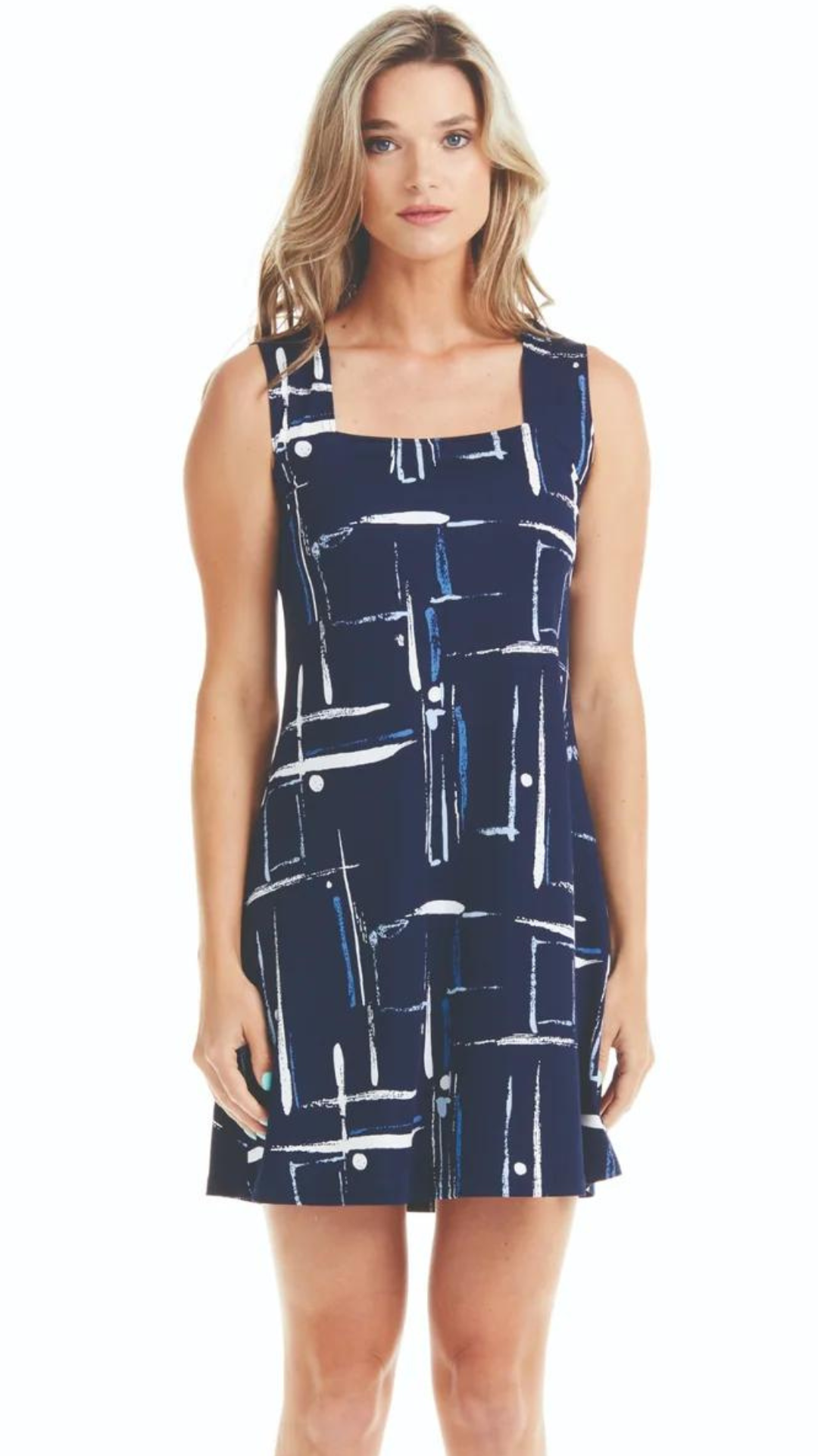 Square Neck Abstract Line Sundress. Style GIT5004-18348N