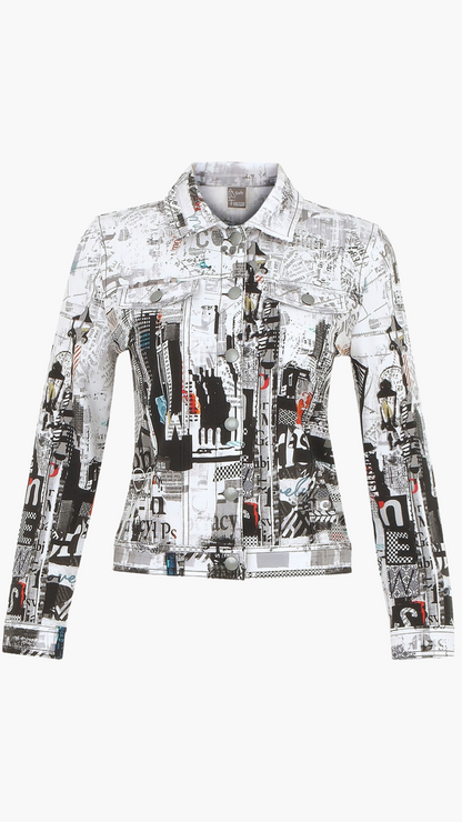 "City Life" Artist Print Moto Jacket. Style DOLC74678