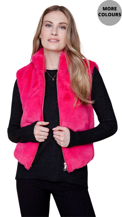 Faux Fur Zip Front Vest. Style REN3879L-3011