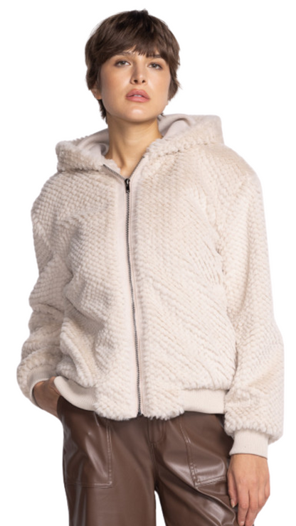 Kiera Soft Off White Zip Up Outerwear. Style PMCO-11891W