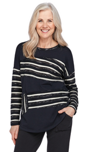 Day Dream Raw Edge Striped Top. Style NB12102