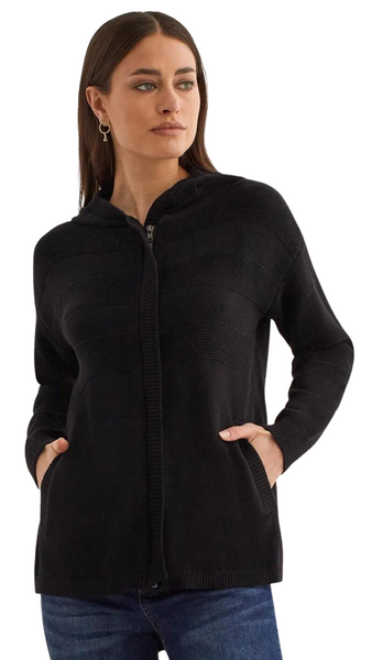 Hooded Zip Up Cardigan in Multiple Solid Colours. Style TR1590O-576