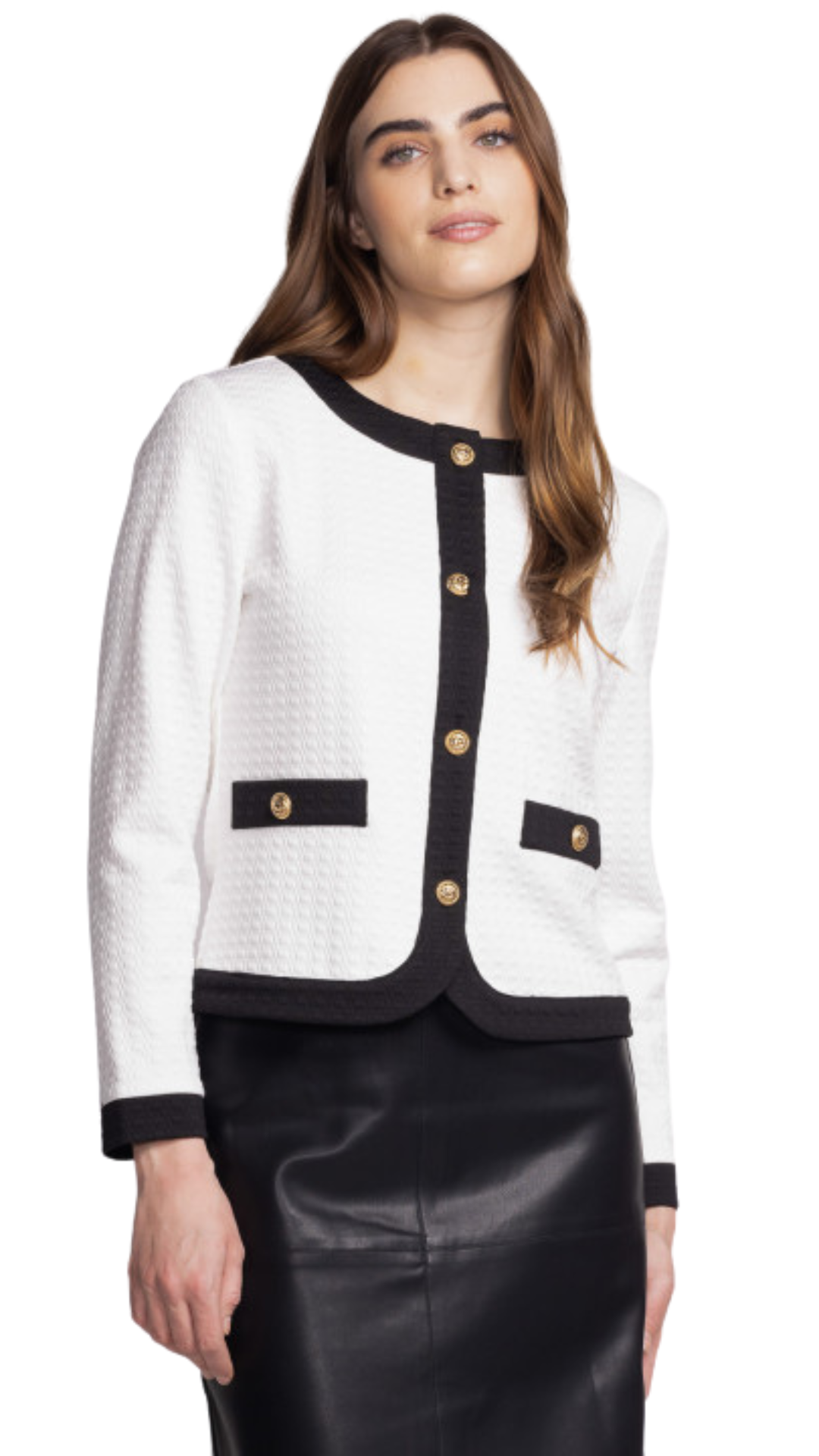 Texured Knit Gold Button Cardigan. Style PMSW-231153