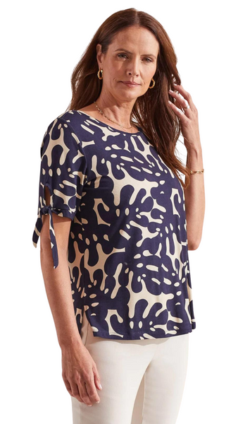 Tie Sleeve Printed Top. Style TR1785O-3457