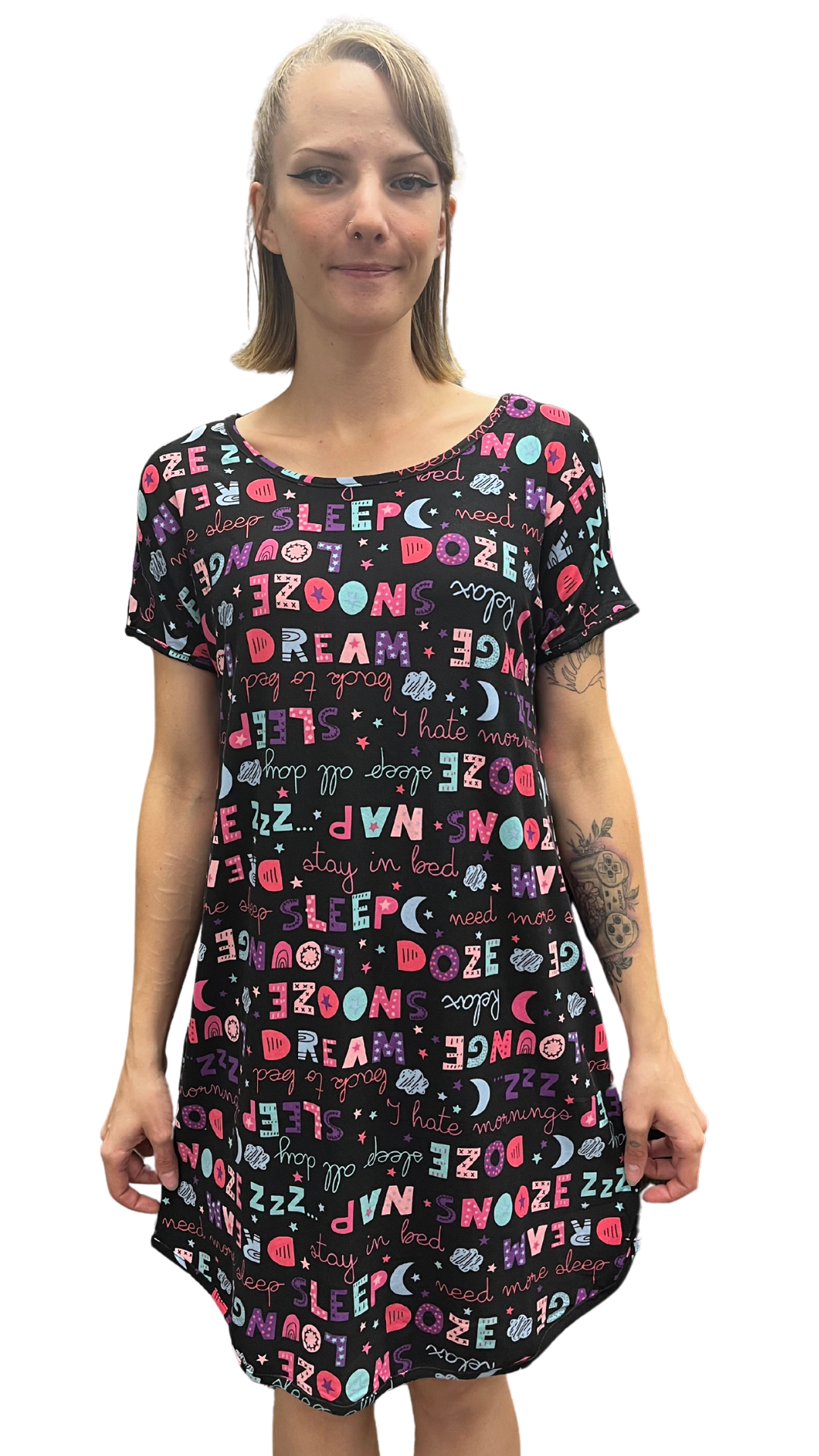 Sleep, Nap, Dream, Snooze Print Night Shirt. Style COTYM-NSDREAM