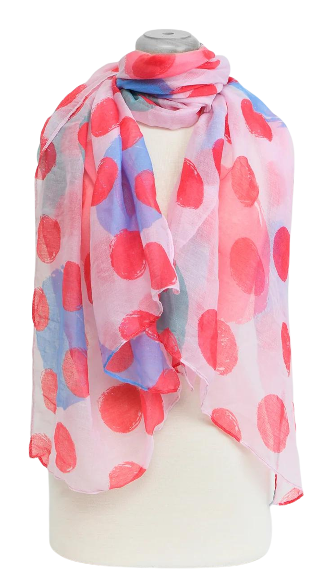 Lightweight Pink Dot Print Scarf. Style CARA6145-PNK