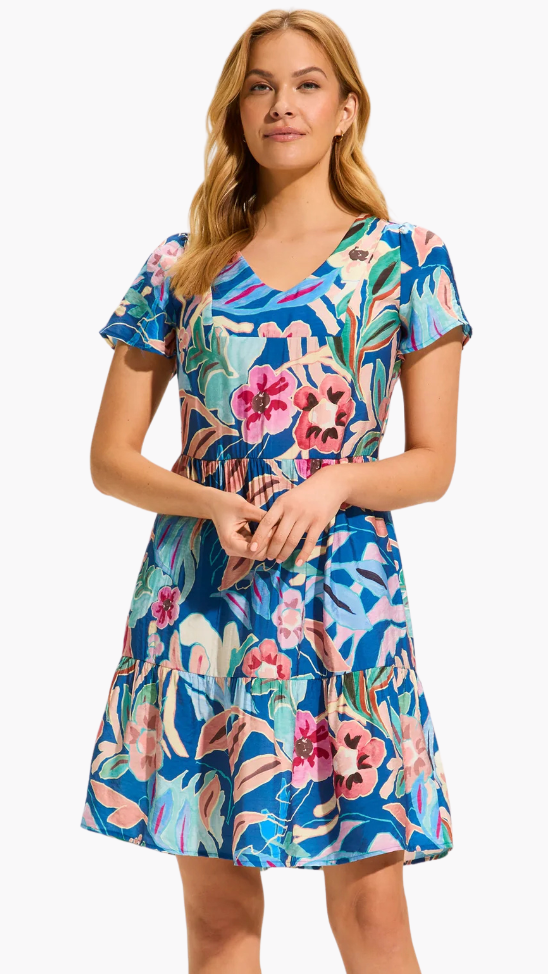 Pop Camo Floral Tiered Shift Dress. Style FD7921658