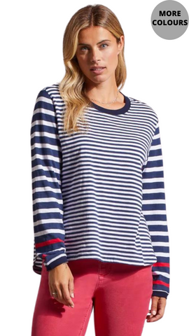 Multi Striped Long Sleeve Top. Style TR1655O-3704