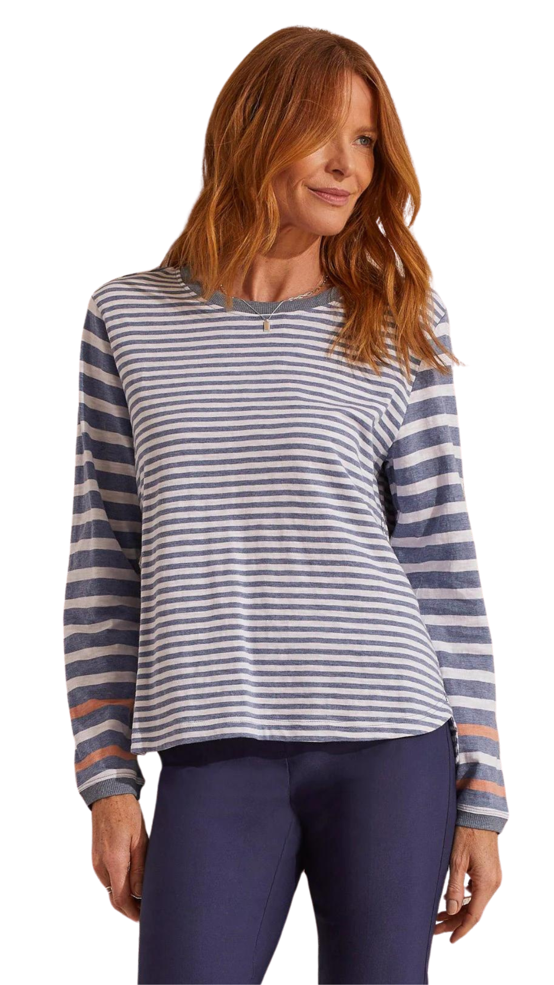 Multi Striped Long Sleeve Top. Style TR1655O-3704