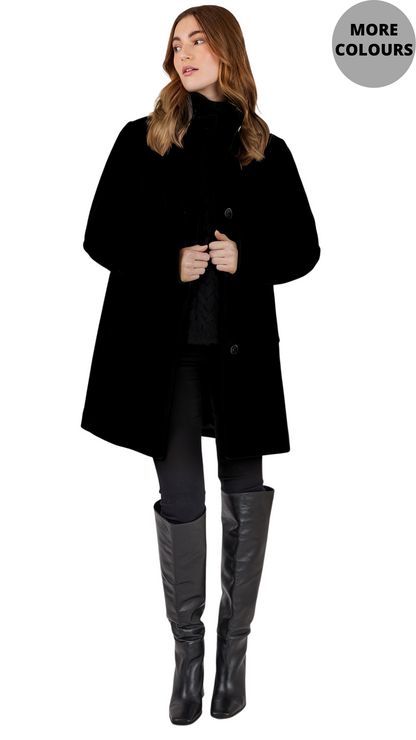 Wool Blend Button Front Peacoat. Style FR986