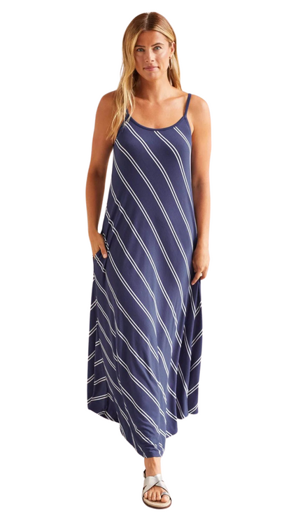 Jersey Knit Striped Maxi Dress. Style TR1301O-3730