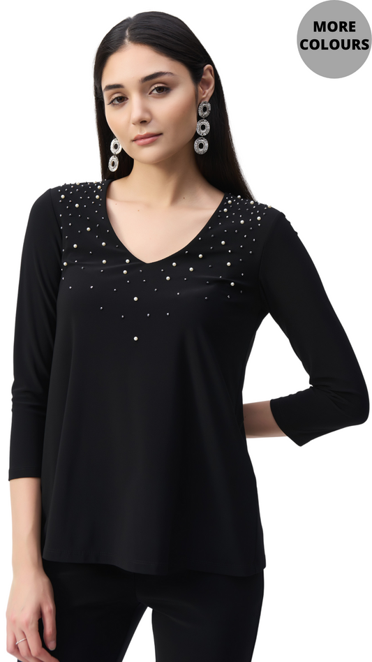 Pearls & Gems Fit & Flare Top. Style JR243075