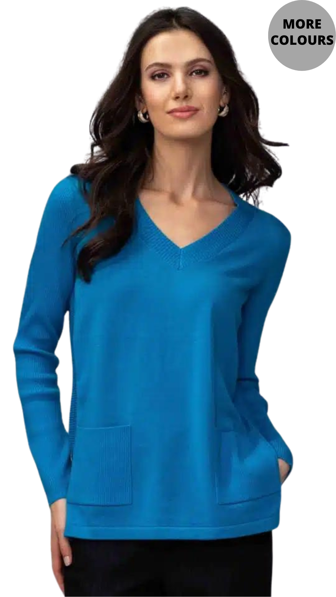 Patch Pocket V-Neck Sweater. Style ALSA44008