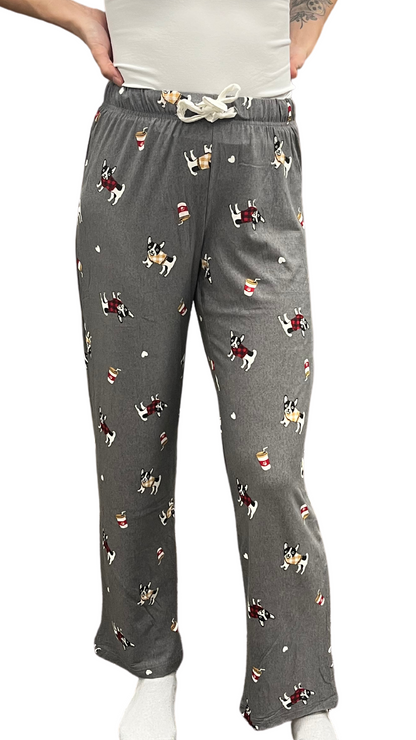 Sweater Pup & Coffee Print Pull On PJ Pant. Style COTYM-PTDOG