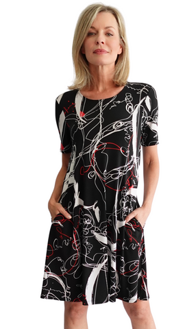 Abstract Squiggle Print Dress. Style SW97217