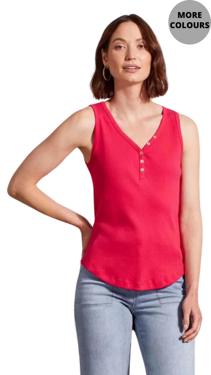 Solid Cotton Henley Tank. Style TR5361O-4926