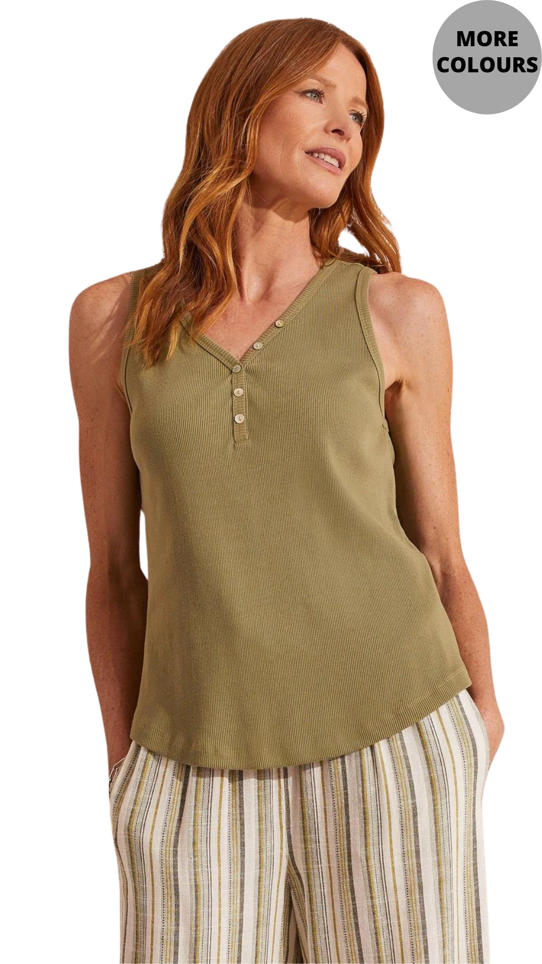 Solid Cotton Henley Tank. Style TR5361O-4926