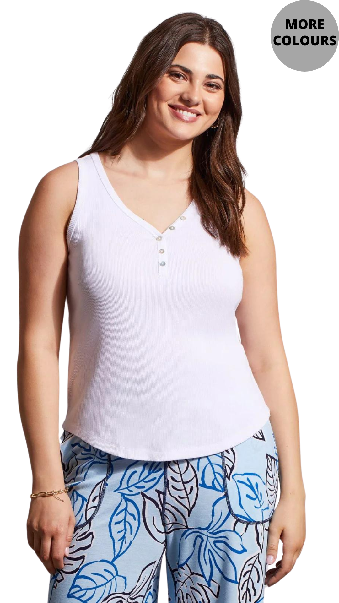 Solid Cotton Henley Tank. Style TR5361O-4926