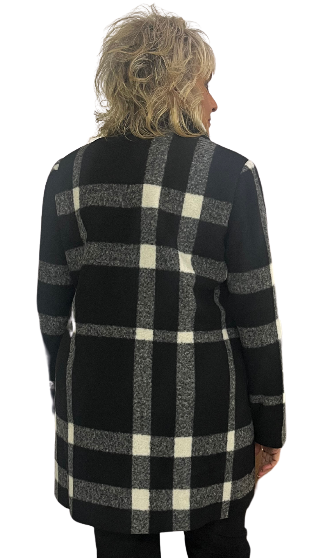 Notched Collar Plaid Coat. Style NSG2006R