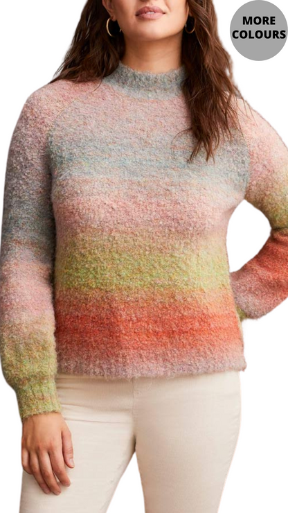 Ombre Bouclé Mock Neck Sweater. Style TR1942O-3963