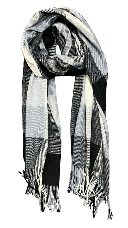 Black Check Print Soft & Cozy Scarf. Style ELWNANCY14-BLK