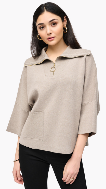 Jacquard 1/4 Zip High Collar Sweater. Style JR243954