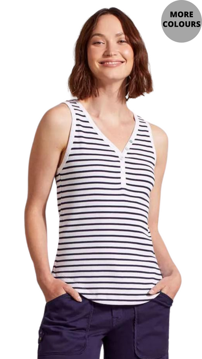 Striped Henley Button Tank. Style TR5361O-4924