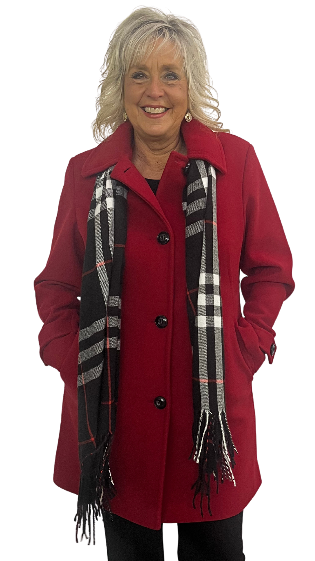 Melton Car Coat with Plaid Scarf. Style NSG2000RA