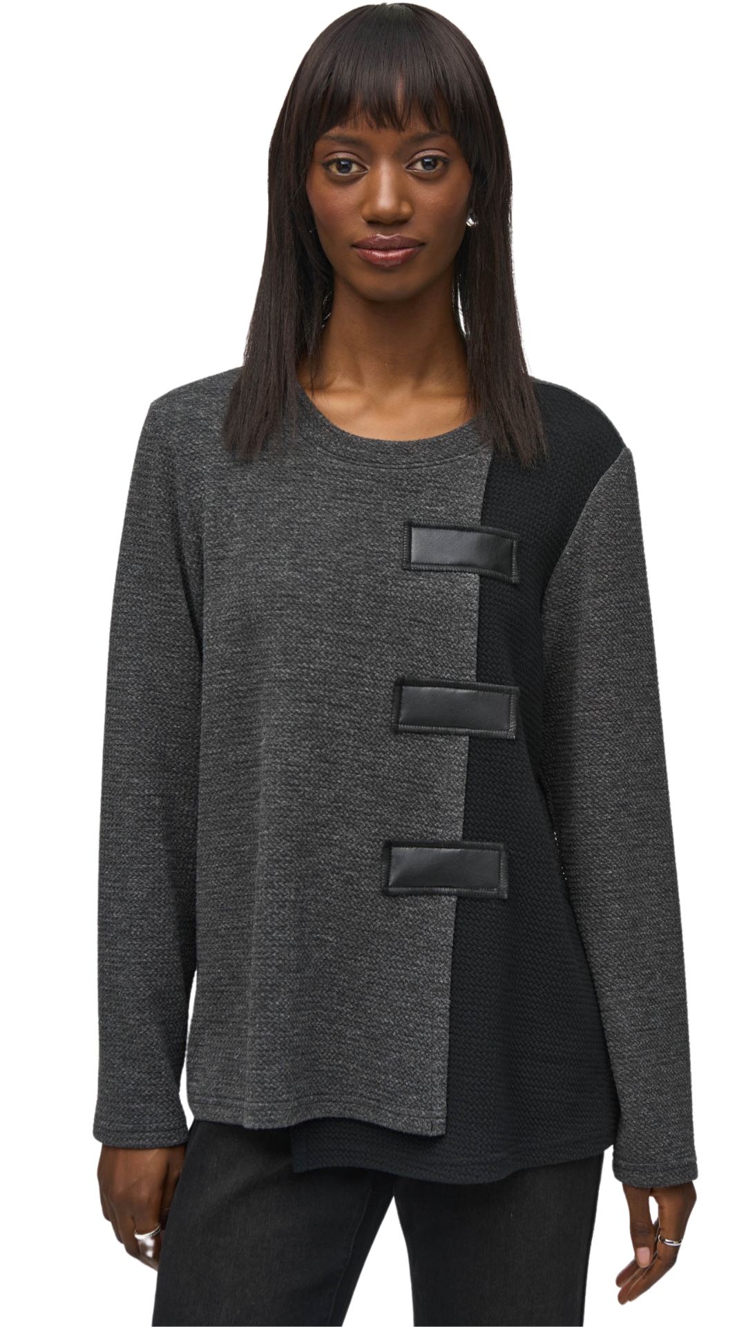 Textured Knit Colour Block Boxy Tunic. Style JR244133