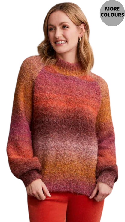 Ombre Bouclé Mock Neck Sweater. Style TR1942O-3963