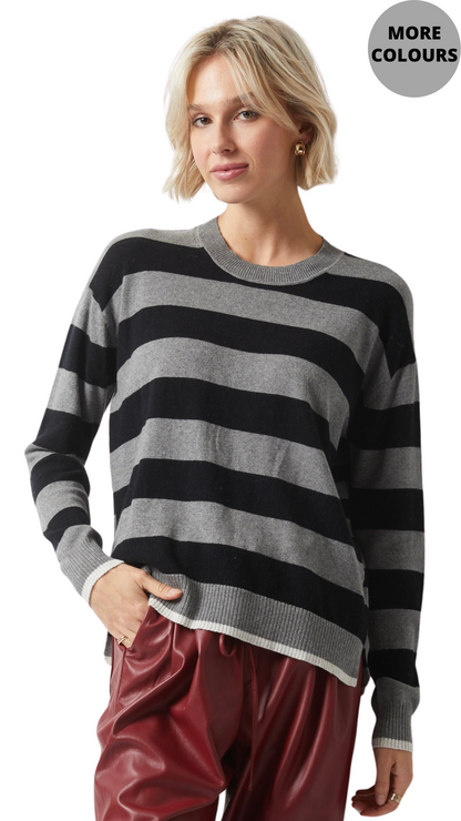 Essential Stripe Crew Sweater. Style ZKP6329U