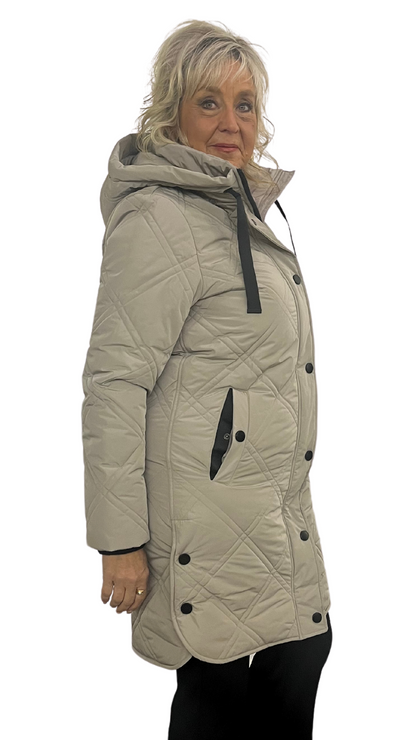 High Collar Snap Sides Mid Length Outerwear. Style NSG2423R