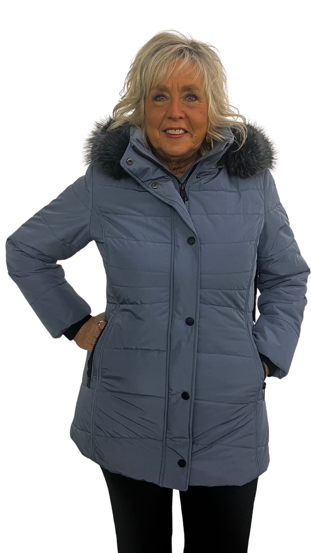 Removable Hood & Fur Trim Hooded Outerwear. Style NSG2424R