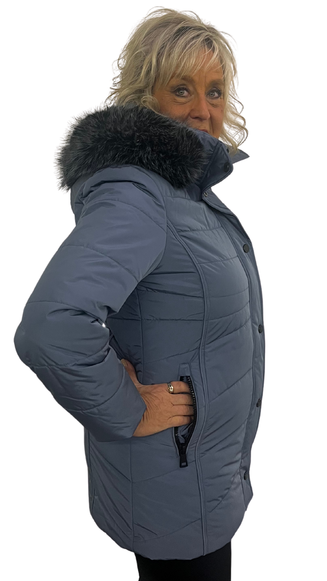 Removable Hood & Fur Trim Hooded Outerwear. Style NSG2424R