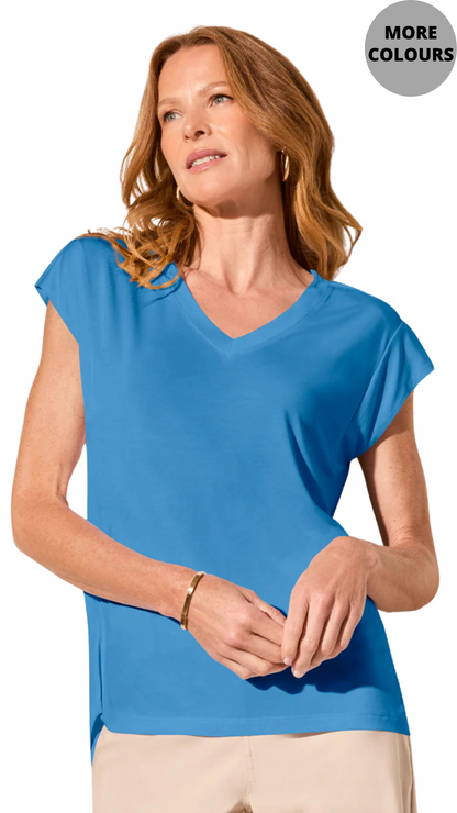 Cap Sleeve V-Neck Top. Style TR2034O-2891