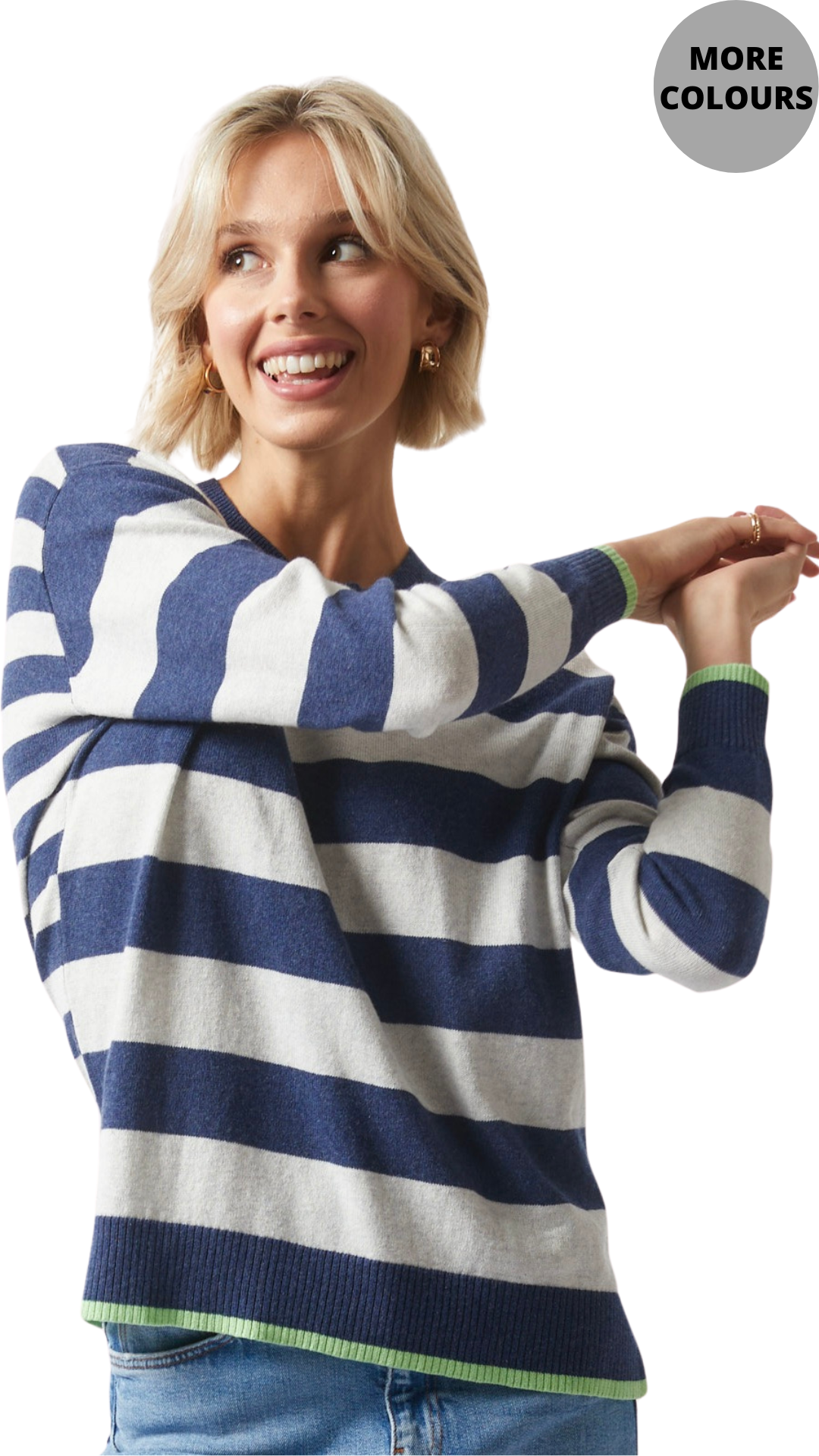 Essential Stripe Crew Sweater. Style ZKP6329U