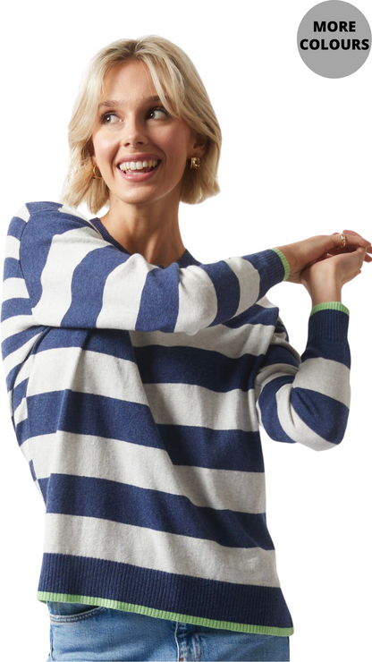 Essential Stripe Crew Sweater. Style ZKP6329U