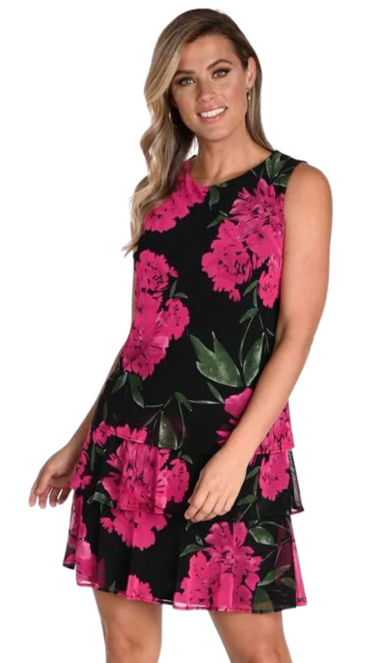 Layered Floral Print Dress. Style FL241101