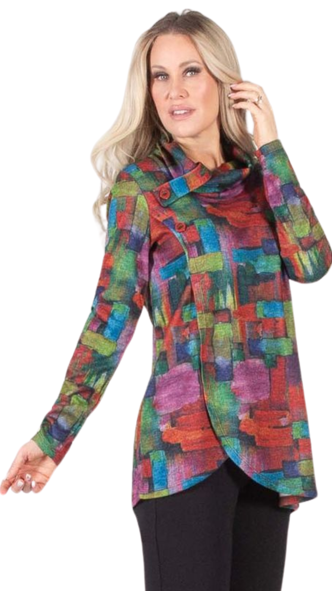 Twist Cowl Neck Tunic. Style PE327-4612