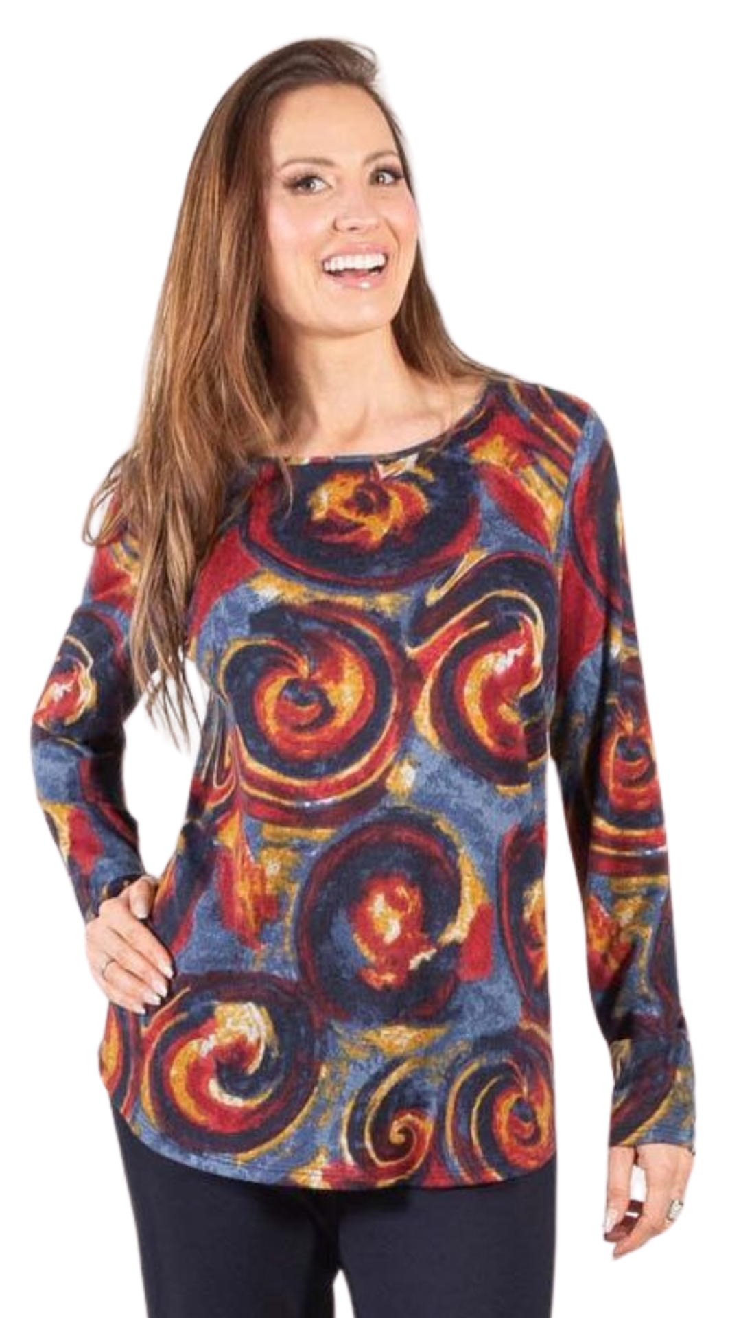 Swirl Print Long Sleeve Top. Style PE154-4719