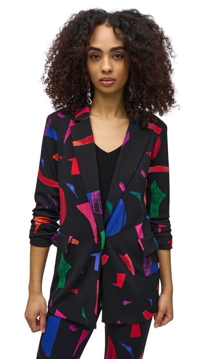 Silky Knit Abstract Print Blazer. Style JR244231