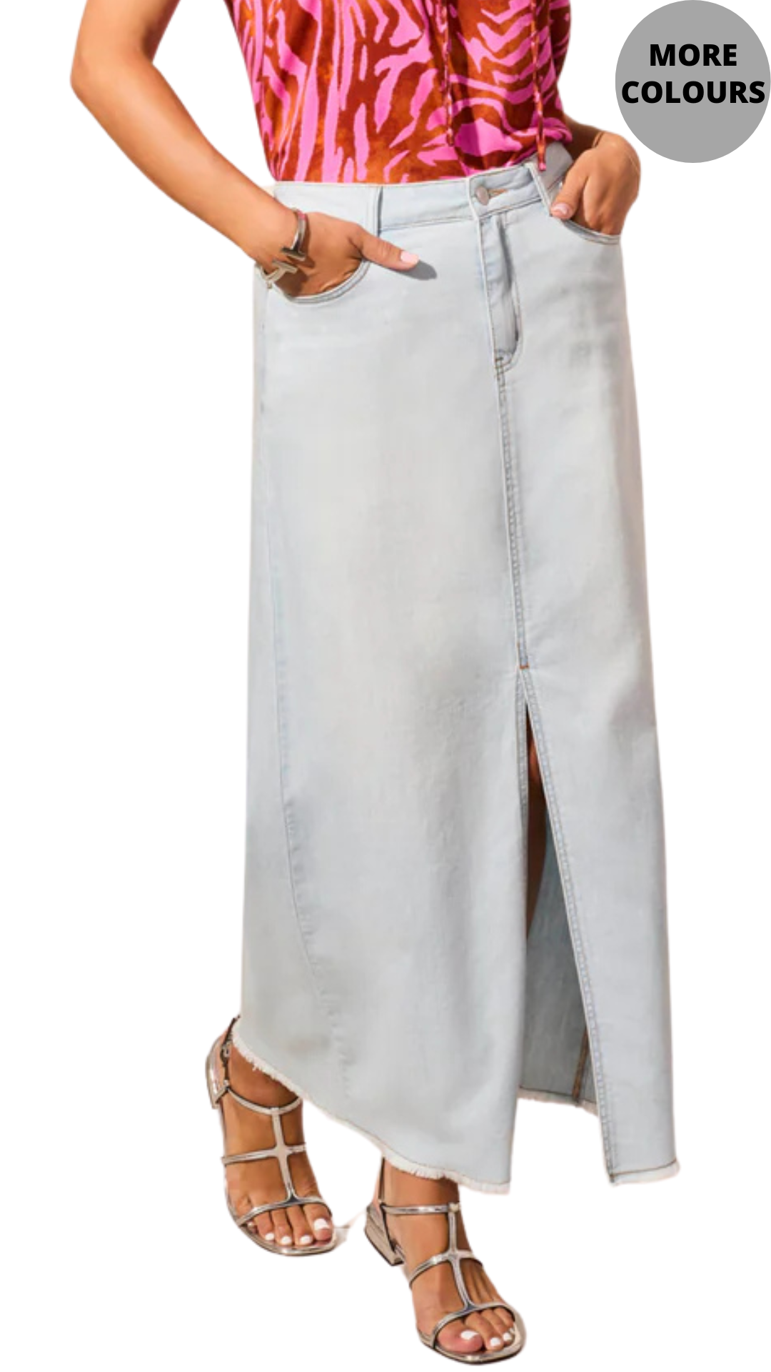 Full Length Soft Denim Skirt. Style TR5407O-4984