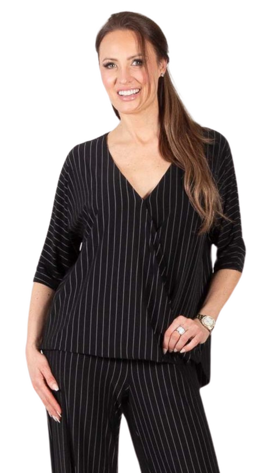 Twisted Hem Pinstripe Top. Style PE576-4968