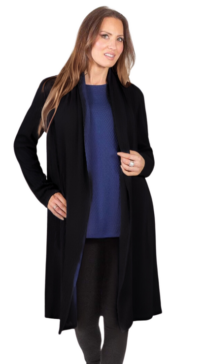 Open Front Textured Long Cardigan. Style PE130-7021