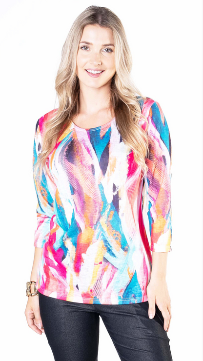 Petite Blended Multi Colour Print Top. Style JDA3389L-P18