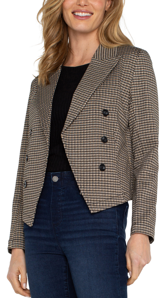 Open Front Plaid Check Blazer. Style LVLM1A80TL11