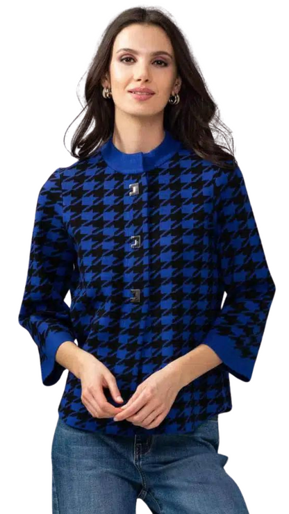 Blue & Black Houndstooth Cardigan. Style ALSA44435