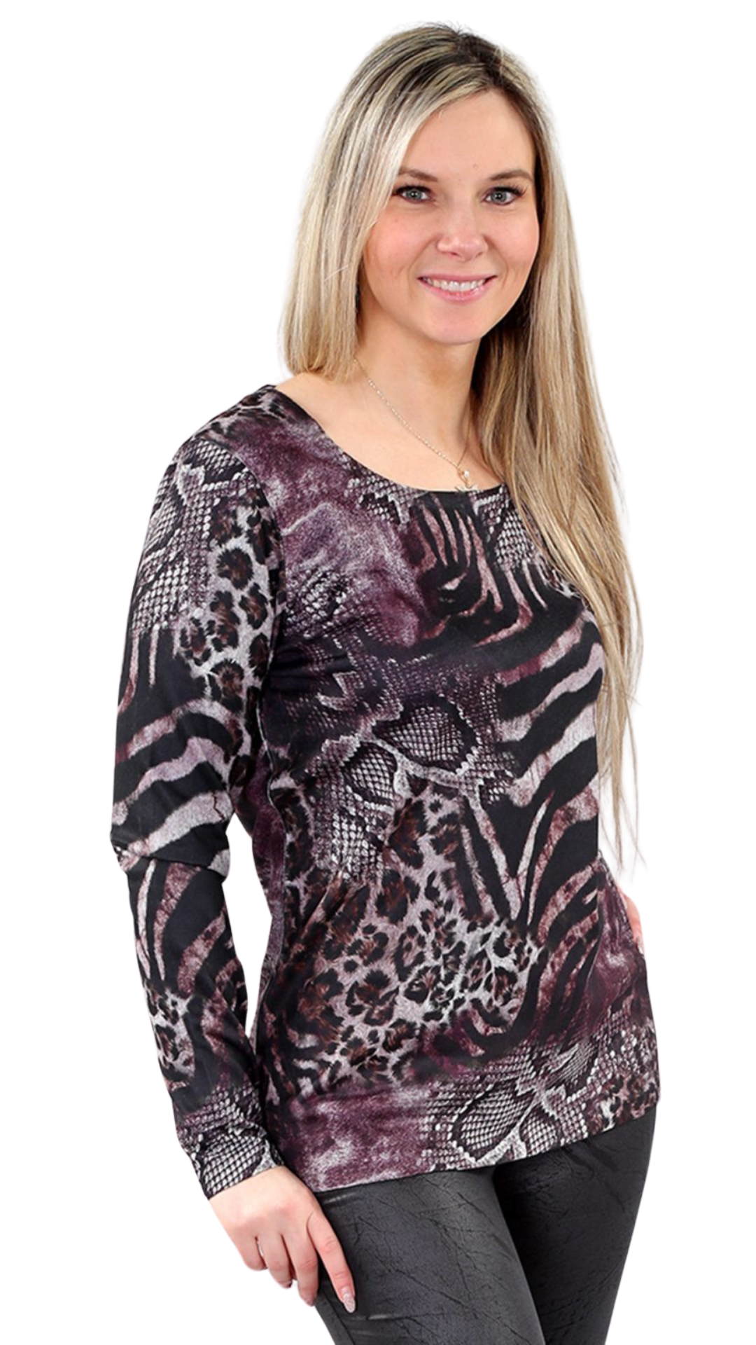 Multi Animal Print Long Sleeve Top. Style MT720