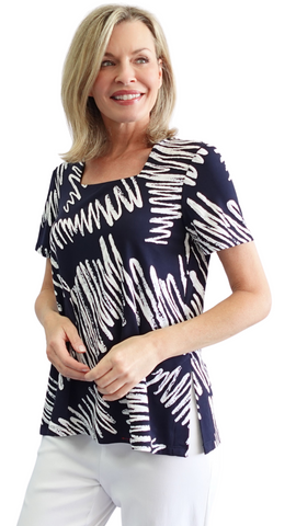 Textured Scribble Print Top. Style SW92302